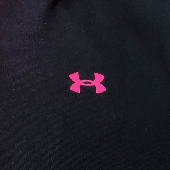 Under Armour® Women's Black Long Sleeve Pink Mesh Lined Hoodie - Picture 8 of 14